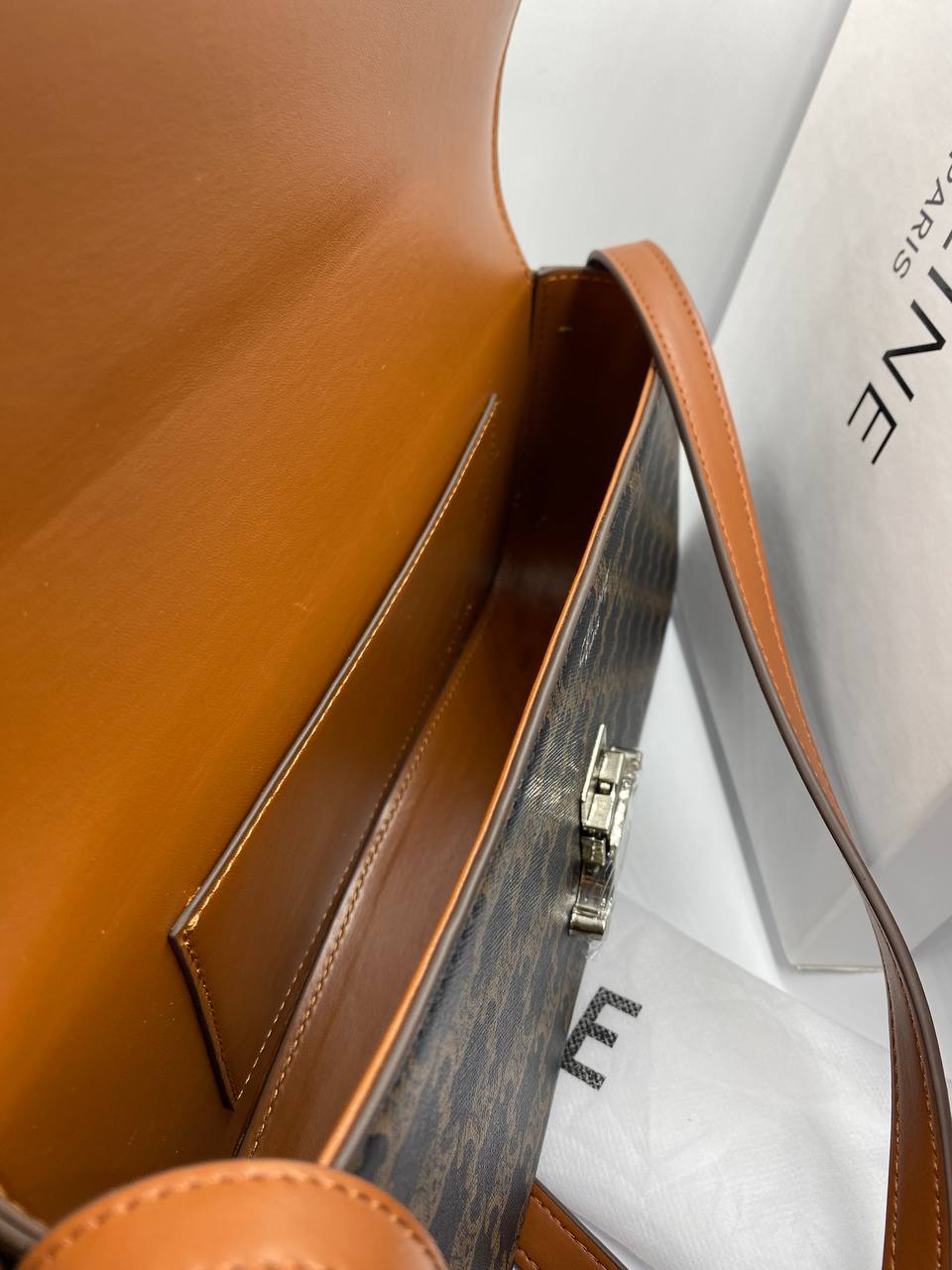 CÊLINË MEDIUM LOLA BAG in Triomphe Canvas and Calfskin