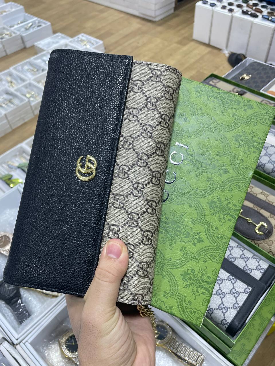 GG Portefeuille continental bicolore GG Marmont