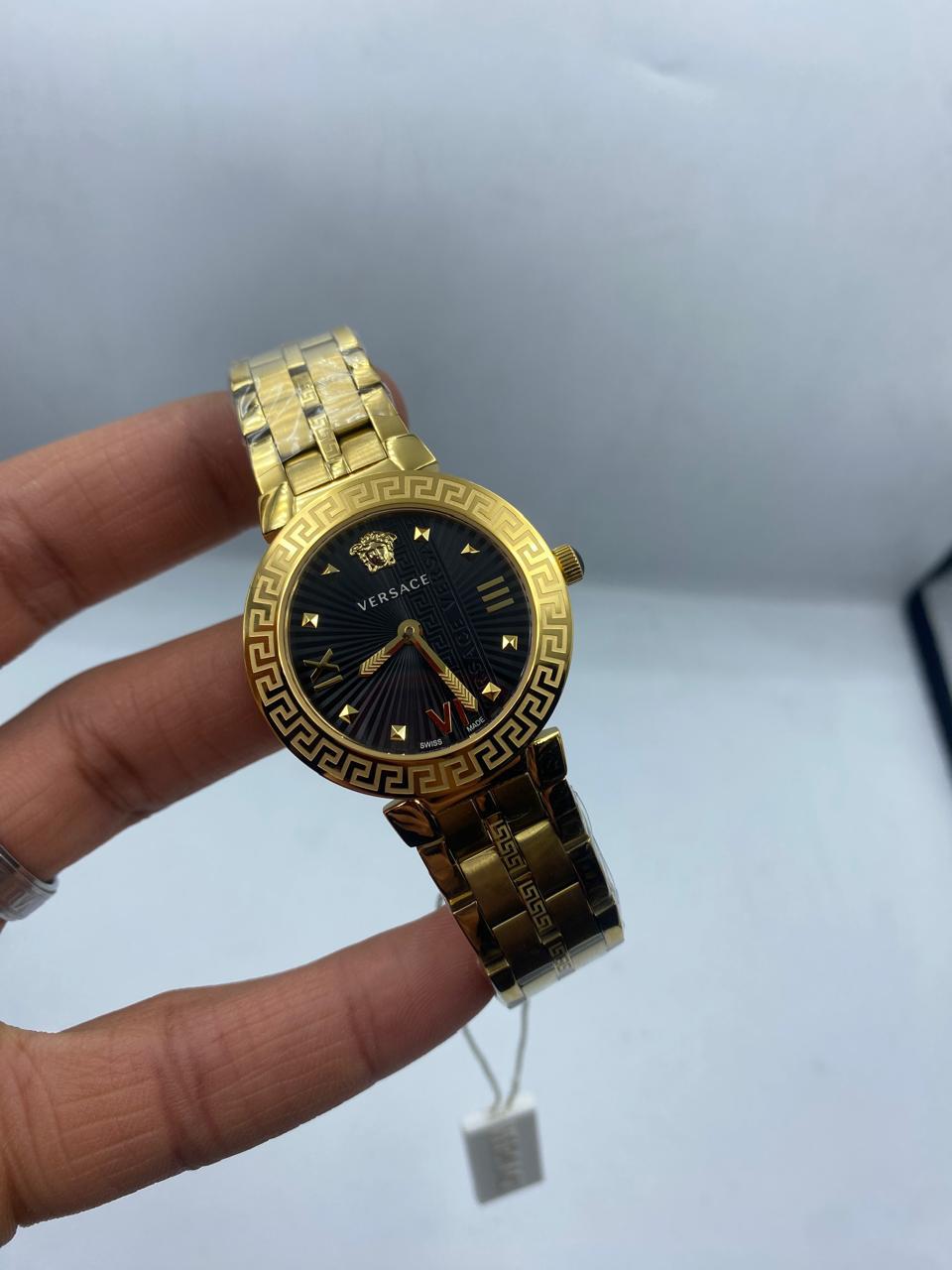 Vers@ce Gold Womens Analogue Watch Greca Icon VEZ600521