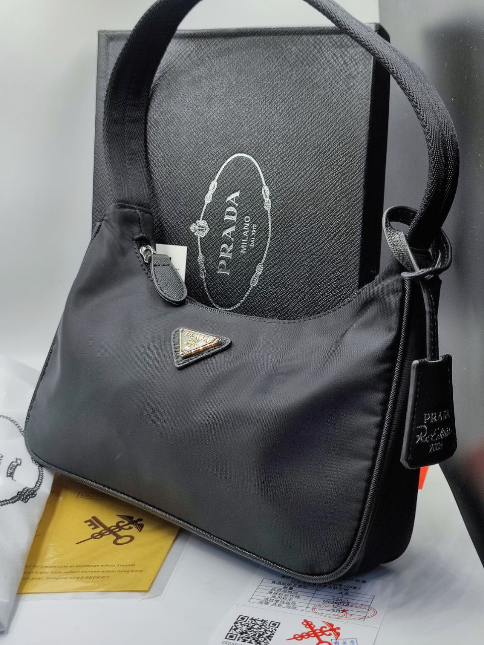 PR@DA SAC A MAIN MINI RE-EDITION 2000 1NE515 NYLON NOIR HAND BAG PURSE