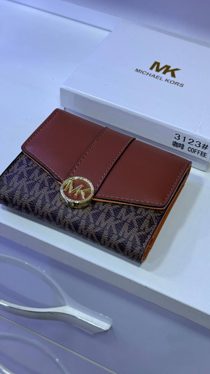 MK Carmen Medium Logo Signature Leather Wallet - Brown