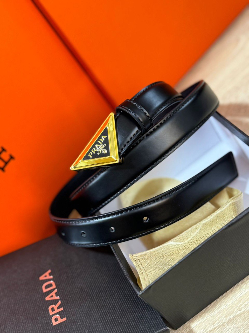 Pr@da Patent leather belt