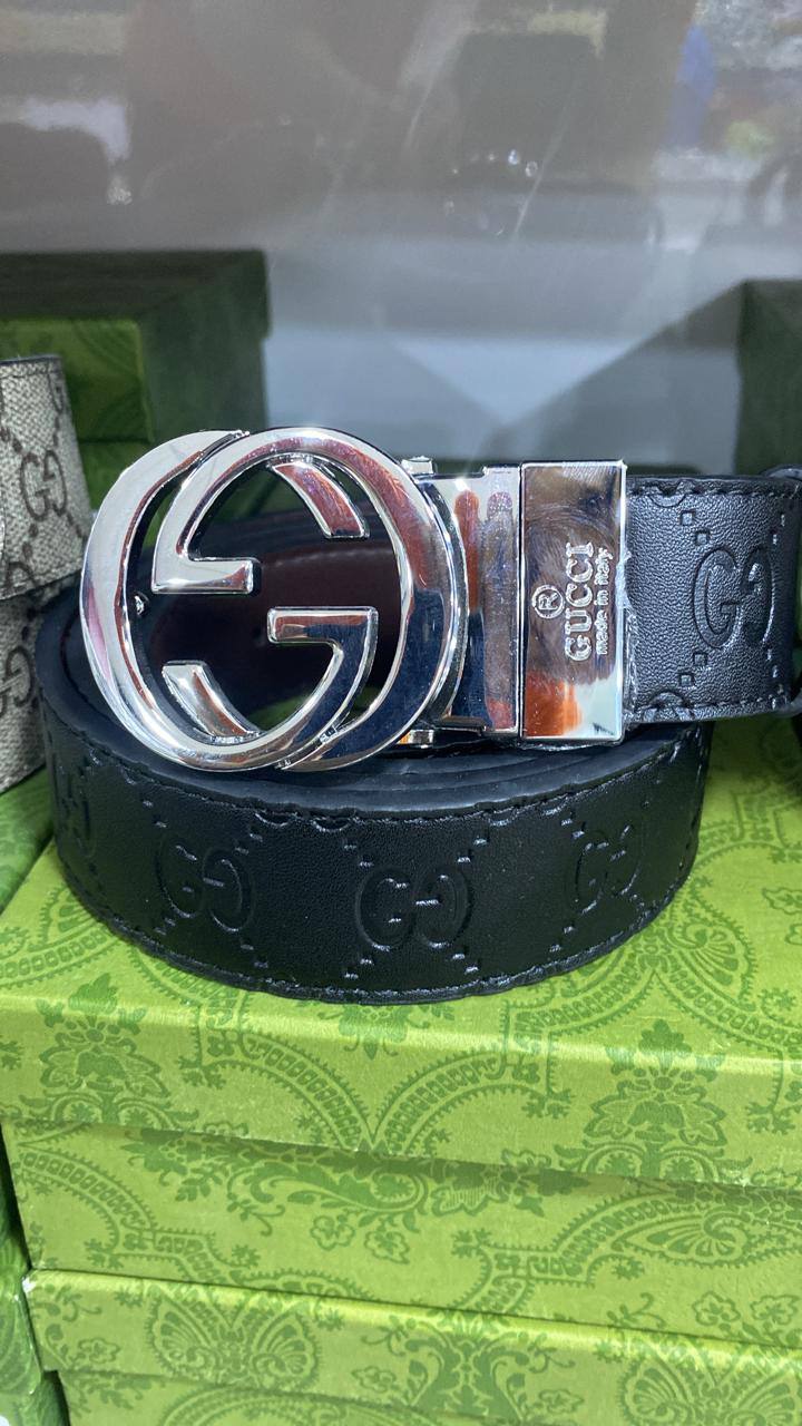GG Men's GG Logo Leather Belt Black/Brown Reversible Size