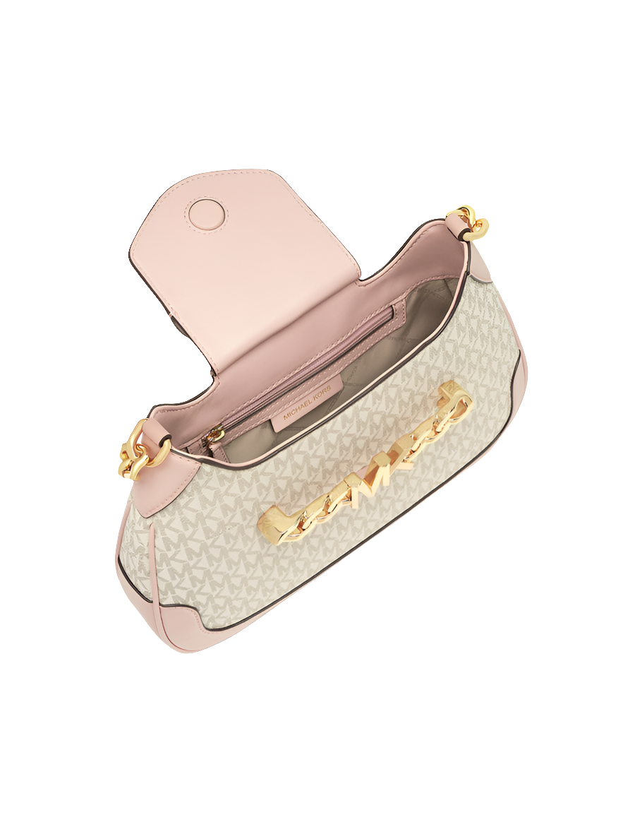 MK Petit sac à bandoulière avec logo signature Hally, Rose/gland.