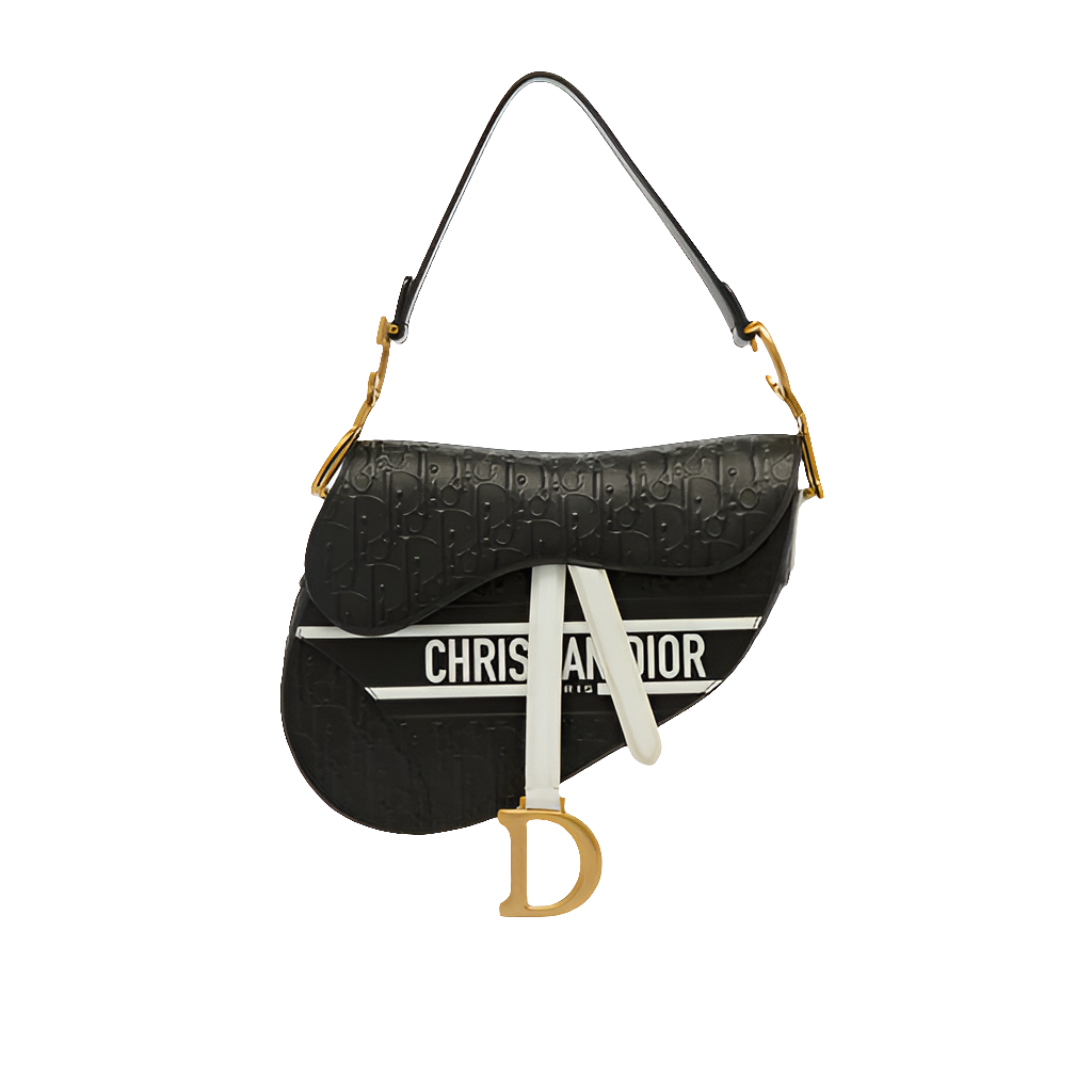 Sac Diôr Sacoche Saddle en cuir noir griffé