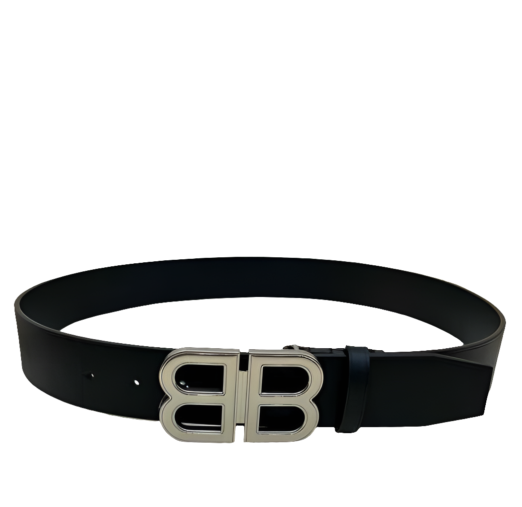 B@lenciaga Leather belt with logo