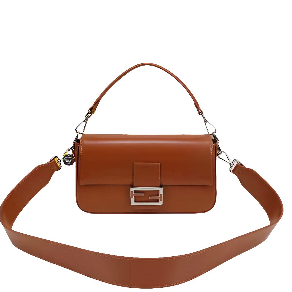Fêndï Sac Selleria marron avec gros points