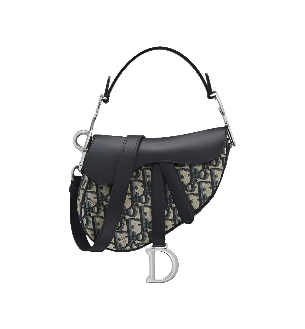 Sac Saddle Mini à bandoulière
Toile jacquard Diôr Oblique et cuir de veau lisse bleus