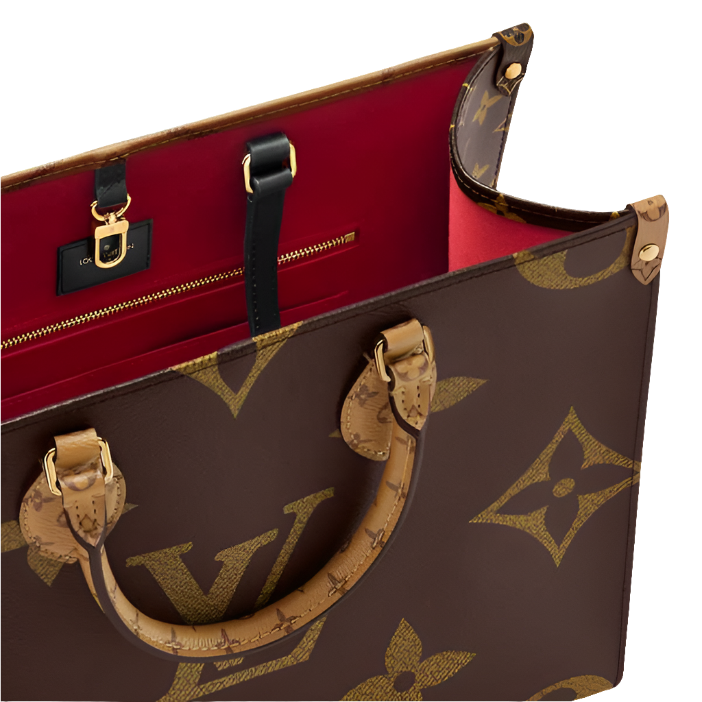 LV Monogram Reverse Tote Bag Red en cuir