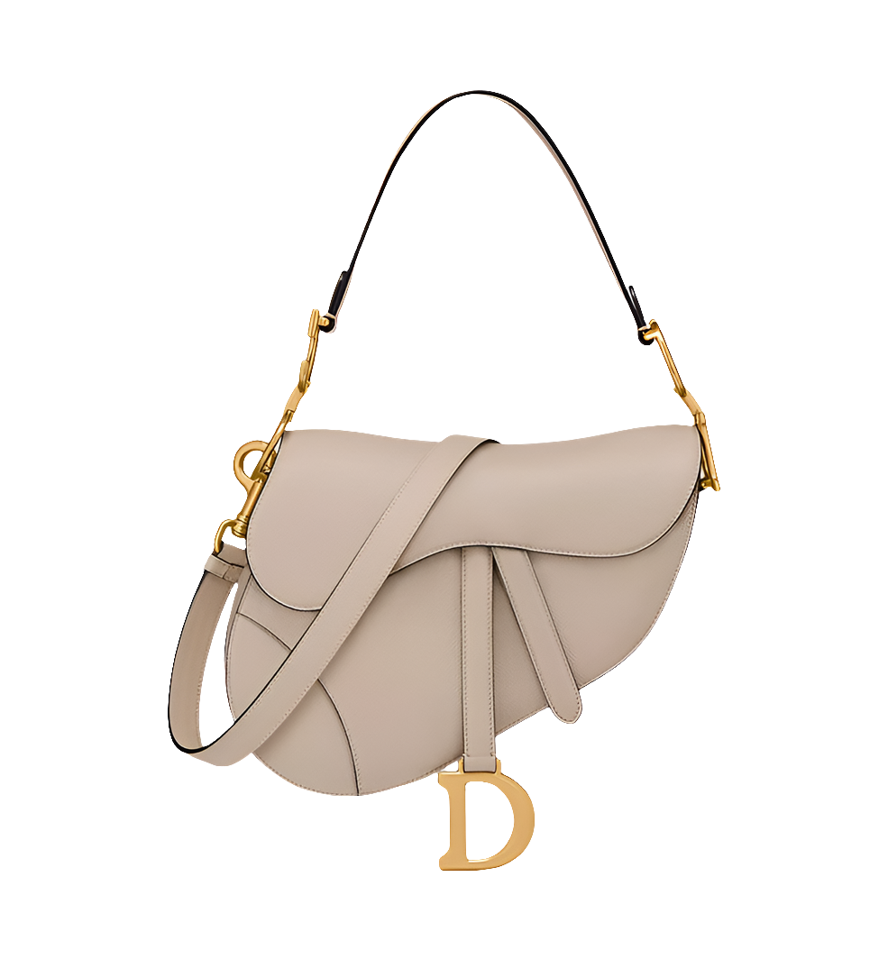 Sac Saddlê à bandoulière de veau grainé beige poudre