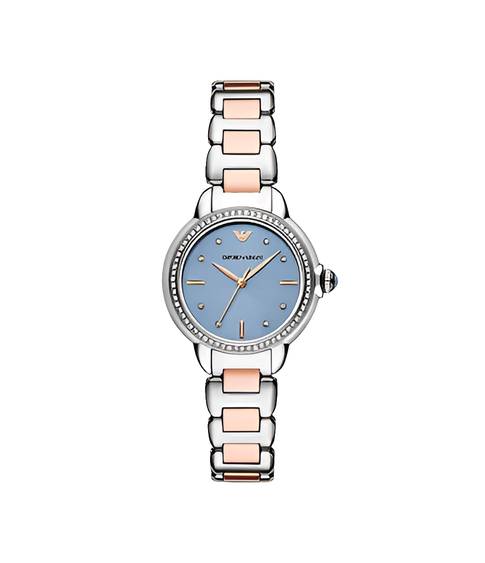 Montre Emporio Armani à trois aiguilles, en acier inoxydable, bicolore