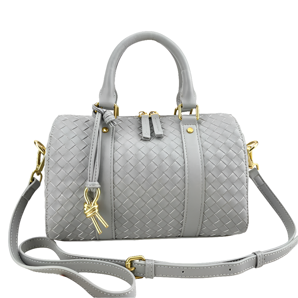 Sac à main Bôttëga Classic gris à poignées supérieures entrelacées