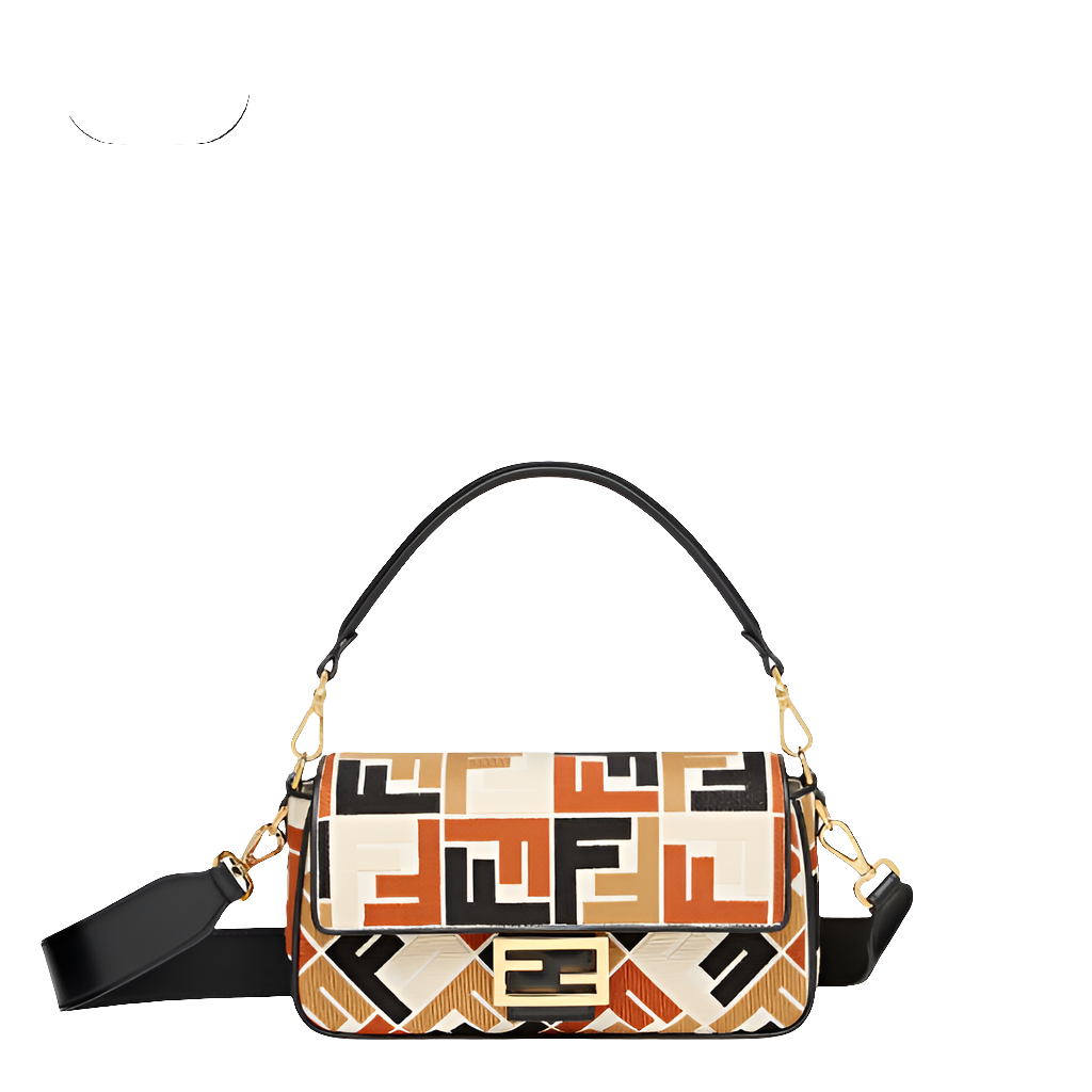 Fêndï Medium Baguette Bag In FF Motif Canvas Multicolor