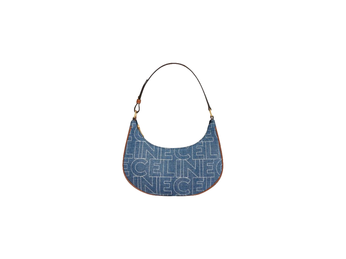 Cêlinë Ava Bag In Denim With Celine All-Over Print Navy Tan