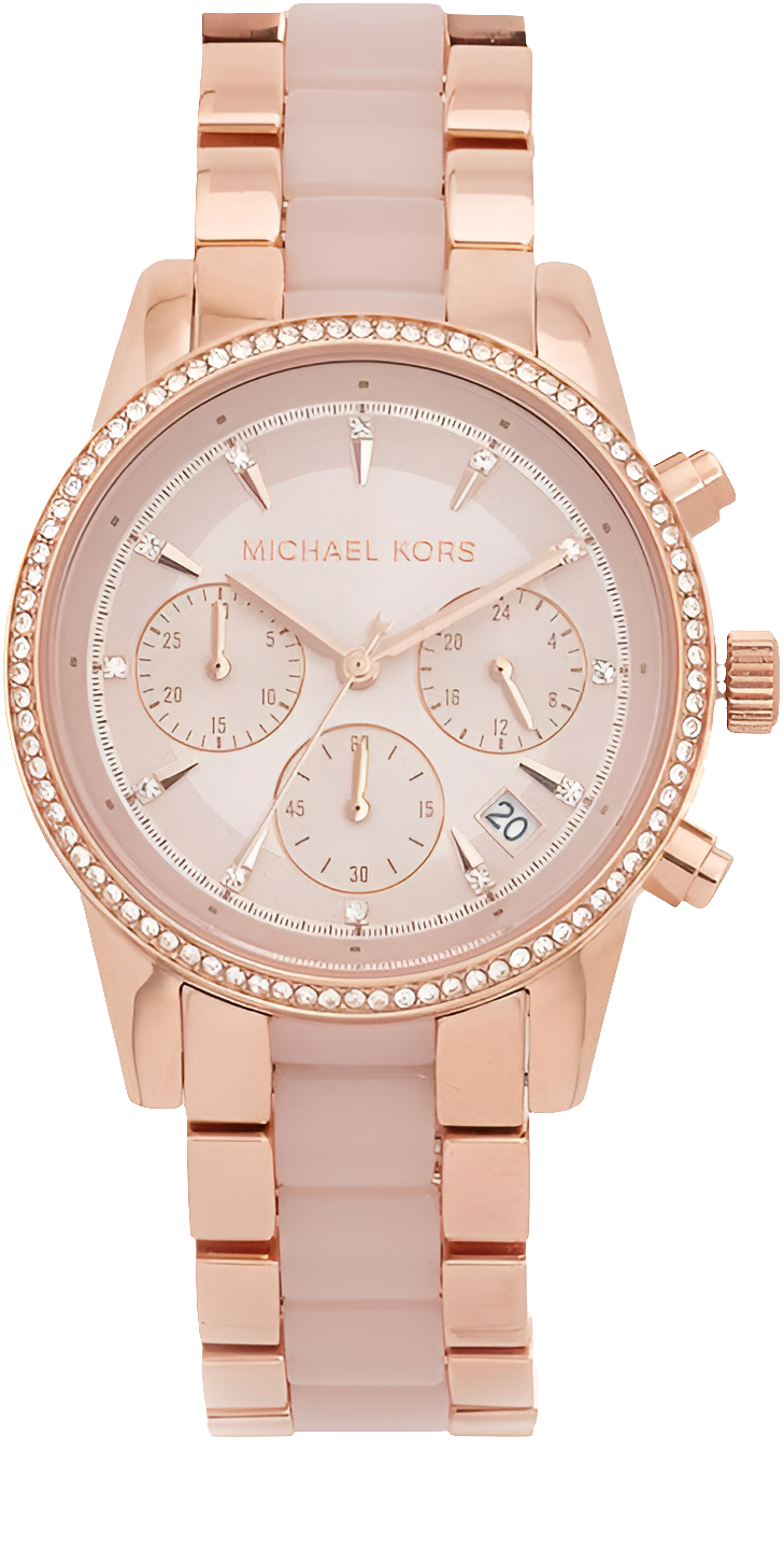 Michael Kors Ritz MK6307 – Or rose/rose poudré, Or rose., Chronographe
