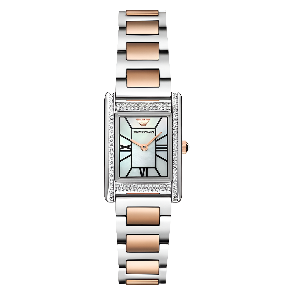 Emporio Armani 32mm Stainless Steel and Rose Gold Tone Crystal Ladies Watch
