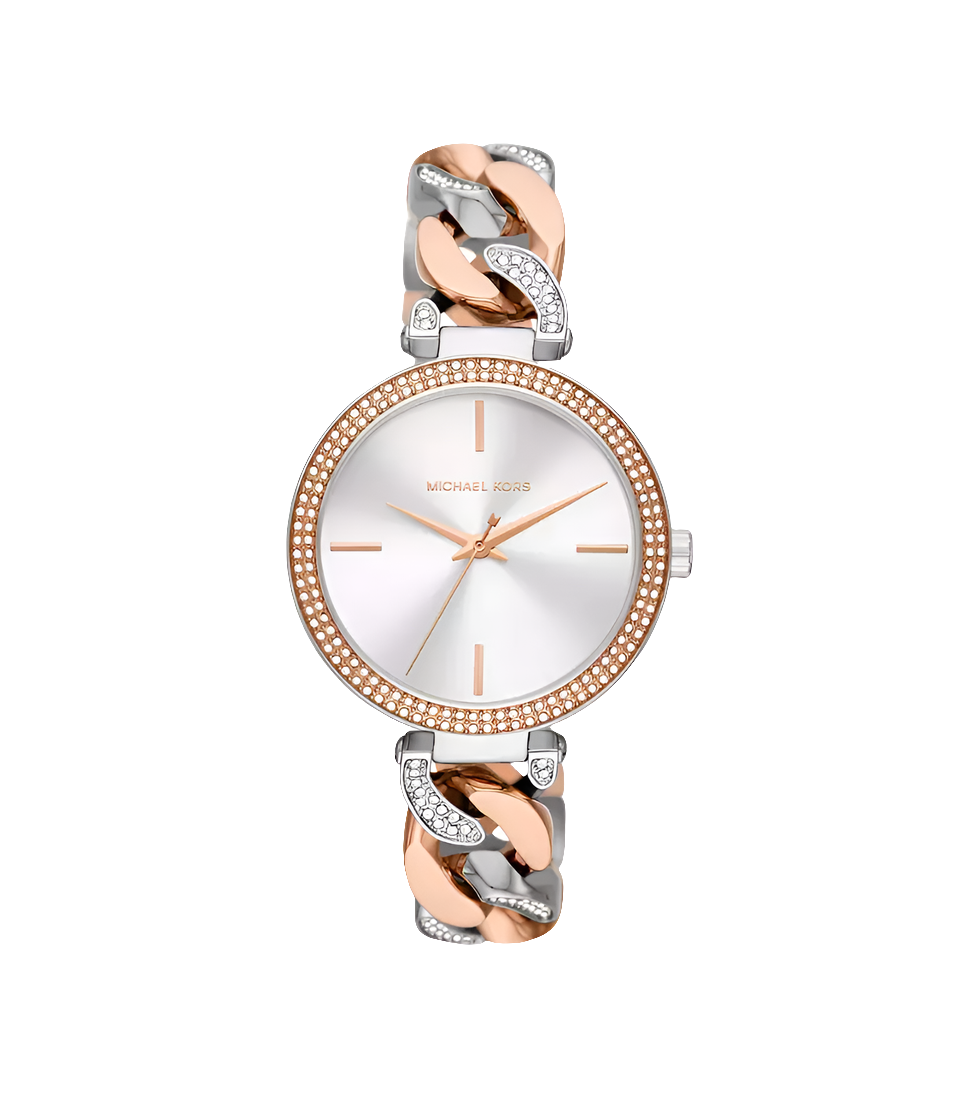 MK Catelyn Quartz Silver Dial Two Tone Steel Strap Watch MK4634 New