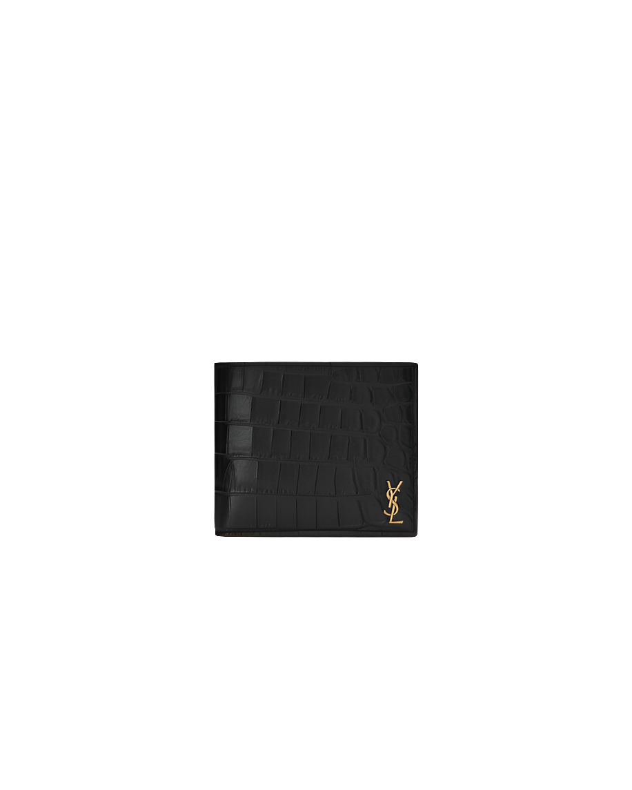 YSL TINY CASSANDRE PORTEFEUILLE EAST/WEST MAT EMBOSSÉ CROCODILE
NOIR