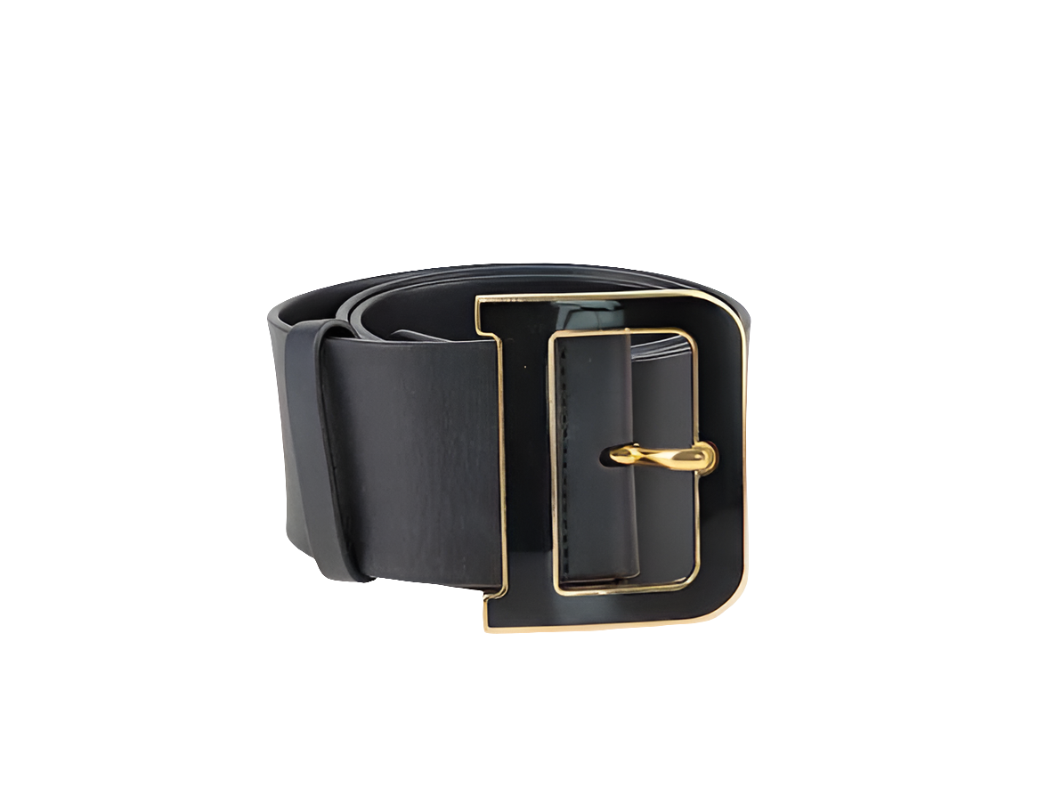 Diôr Ceinture large noire Diorquake en cuir