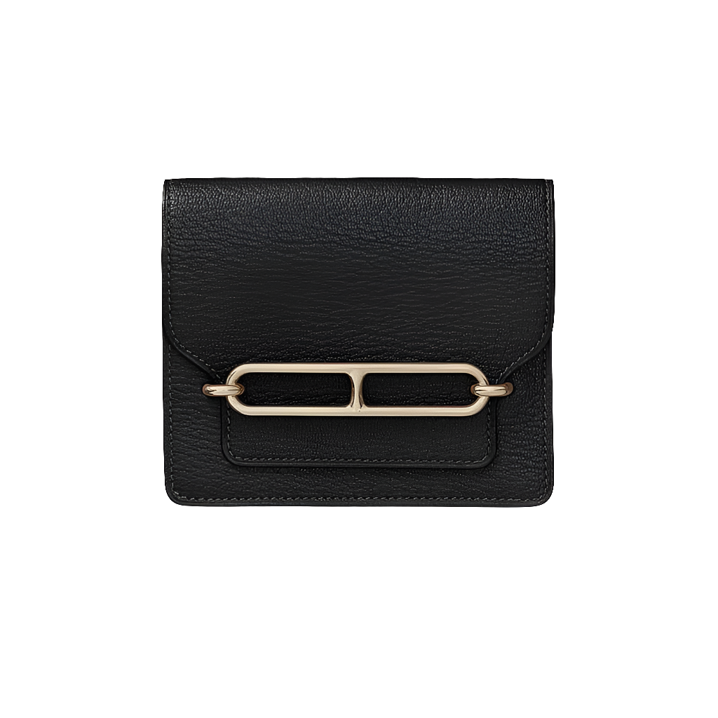 HRMS Roulis Slim Wallet Black Chevre Mysore PHW