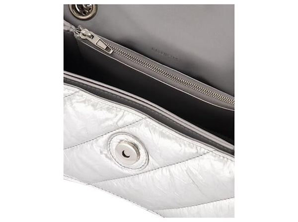 B@lenciaga Sac Crush avec chaîne en cuir argenté