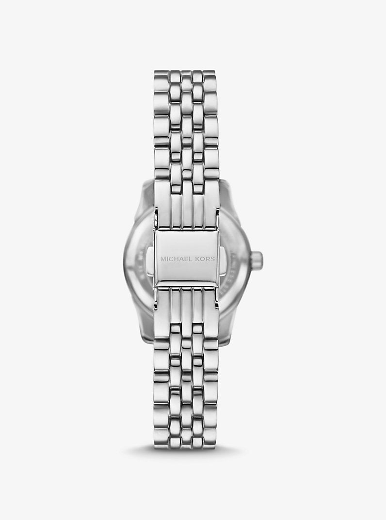 MK Petite montre Lexington argentée à pierres pavées