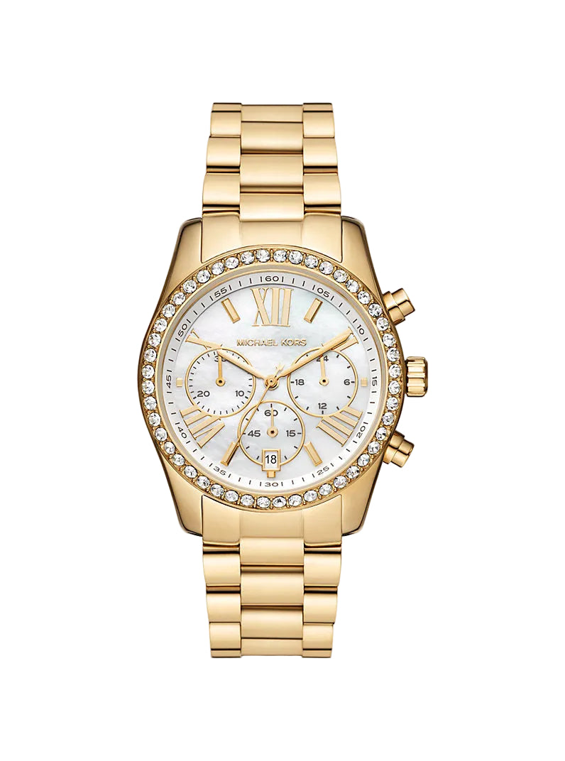 MK Montre Lexington dorée avec pierres pavées