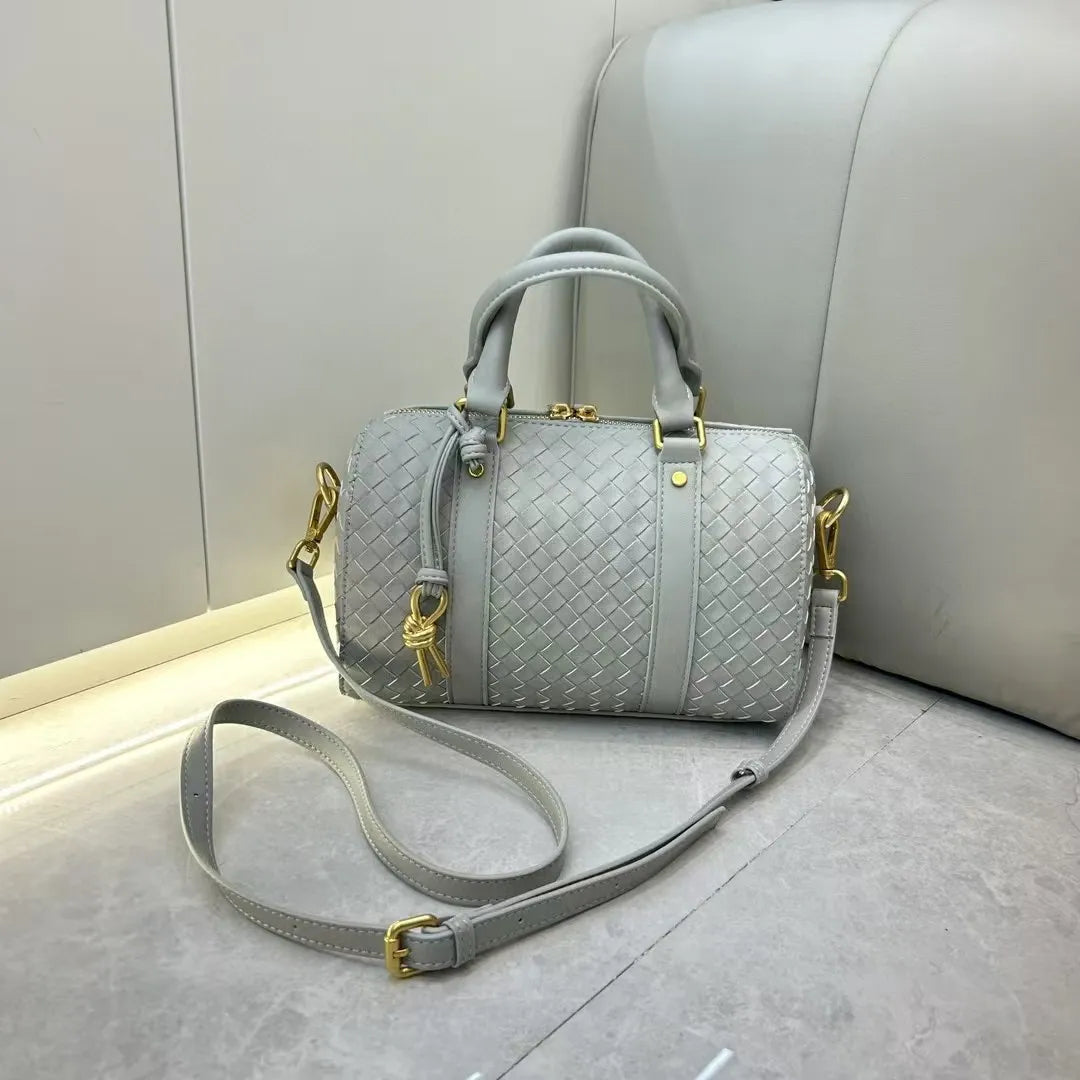 Sac à main Bôttëga Classic gris à poignées supérieures entrelacées