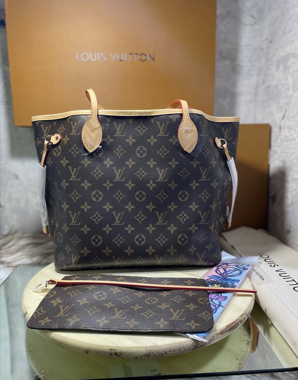 LV Sac Neverfull MM En cuir