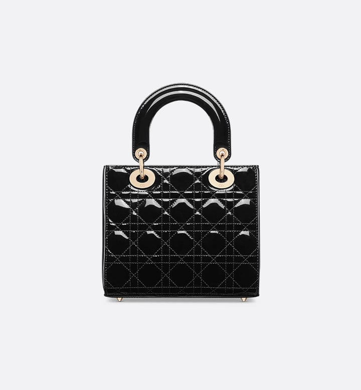 Sac Ladÿ Diôr Small
de veau Cannage verni noir