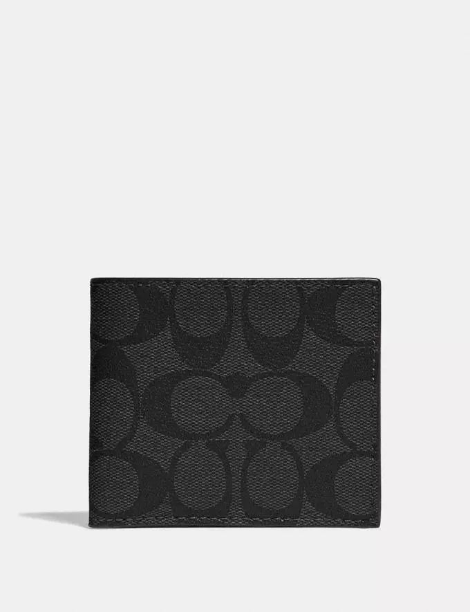 Co@ch Portefeuille porte-monnaie homme avec étiquettes en toile signatur