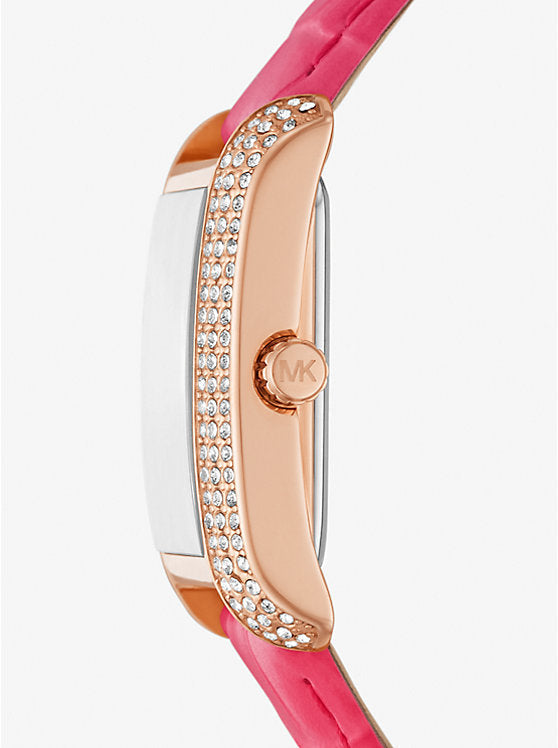 Michael Kors
Montre Emery de ton or rose à pavé et à bracelet en cuir gaufré à motif crocodile