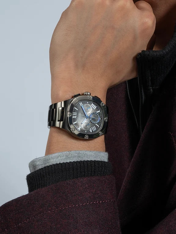 GÛESS Mens Gunmetal Multi-function Watch, GW0572G5