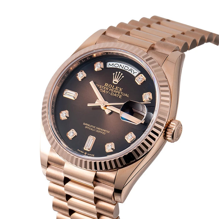 Rolex Day-Date 36 18ct Everose Gold Brown Ombré Diamond Dial 128235
