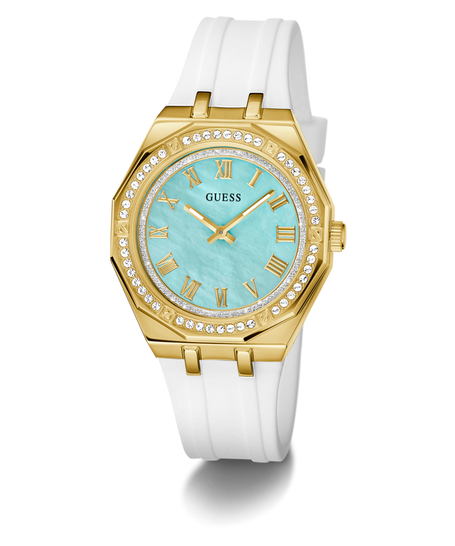 Montre analogique GUESS pour femme, couleur or blanc