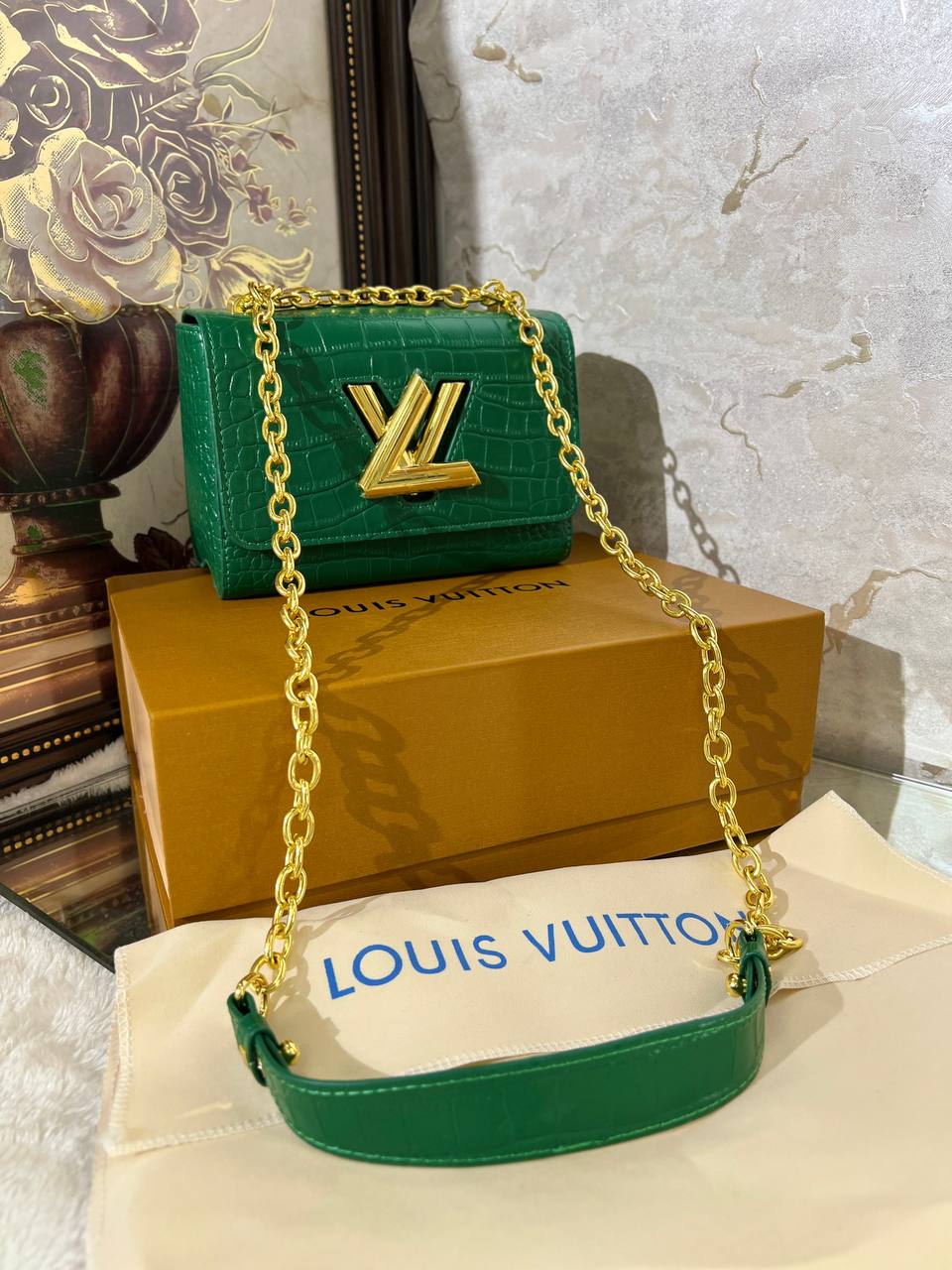 LV Green Crocodile Twist PM Bag