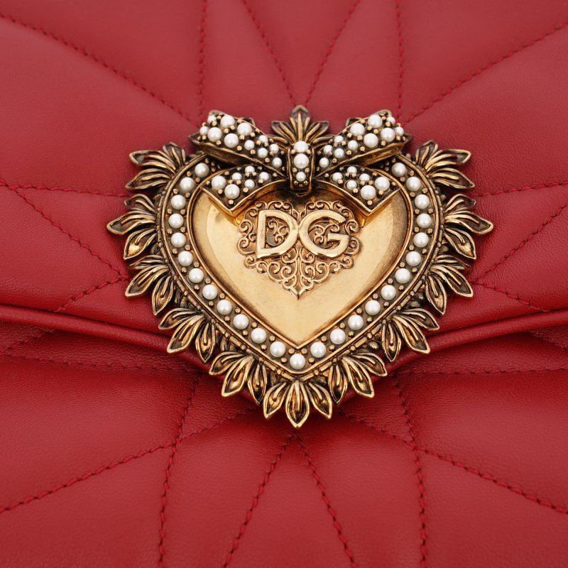 DG Shoulder Bag Medium DEVOTION DG Logo Pearl Heart Red