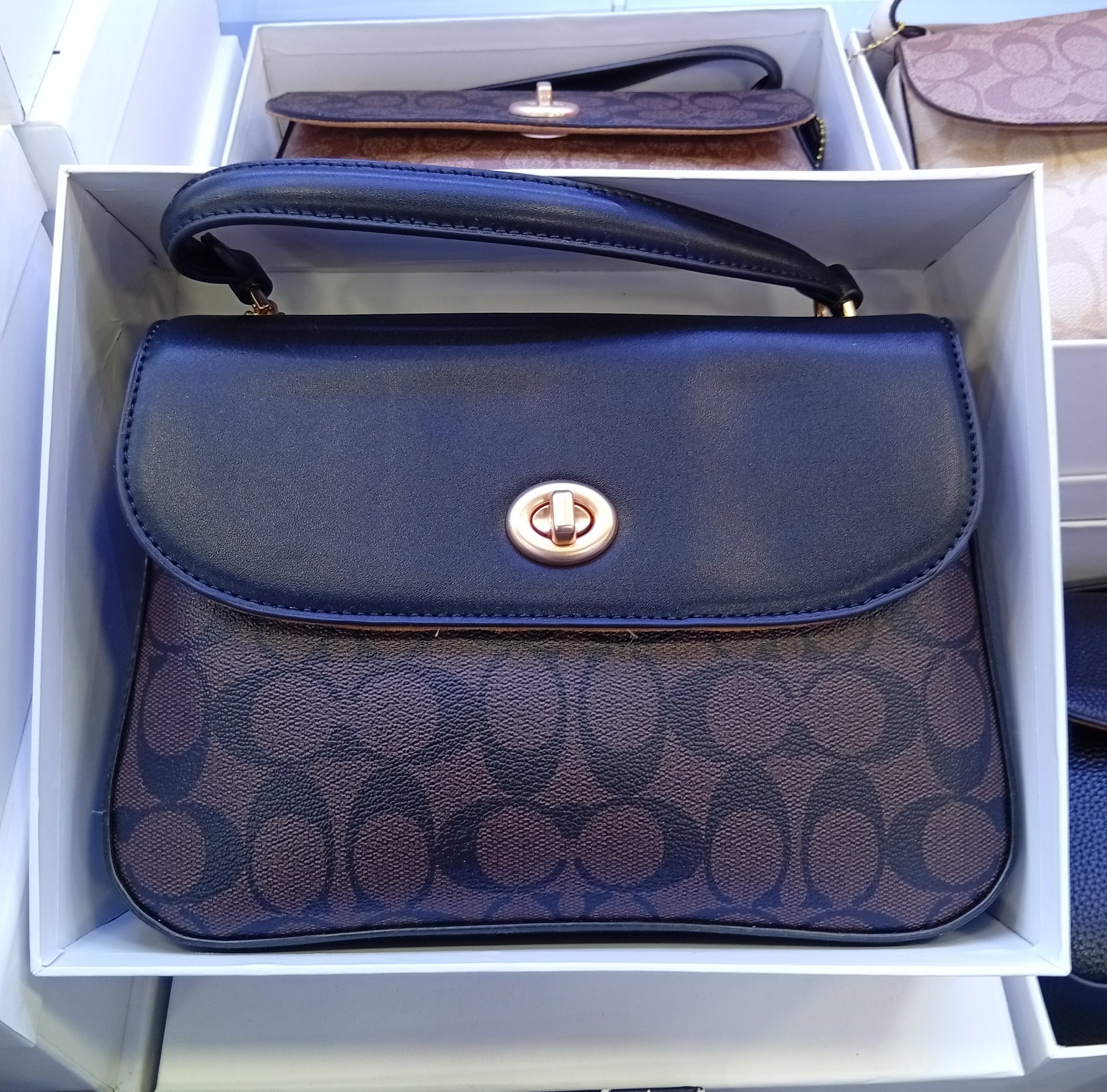 Co@ch Sac à main Marlie à poignée supérieure en toile signature - Marron Noir