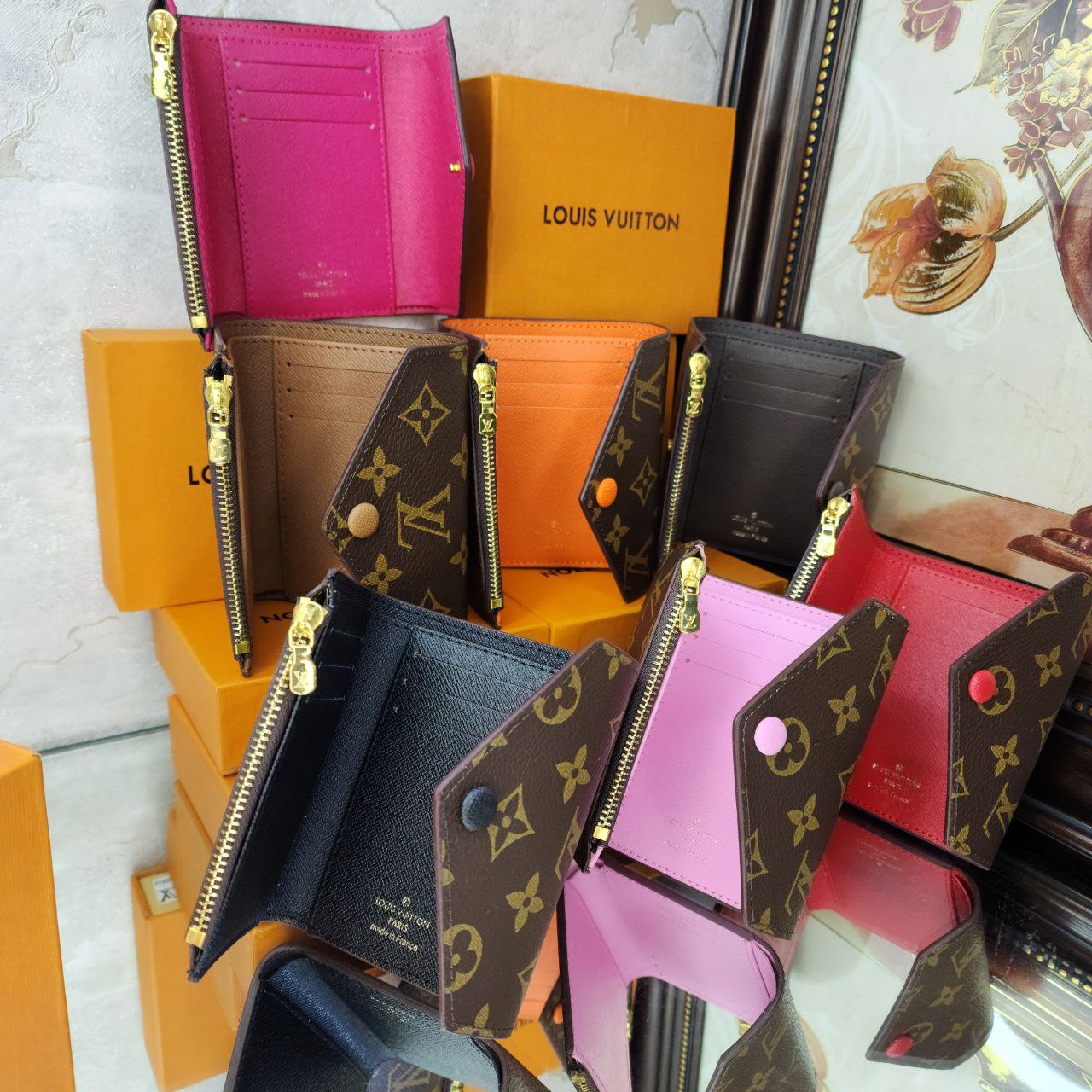 LV - Porte-monnaie Rosalie Monogram Marron/Rose Ballerine