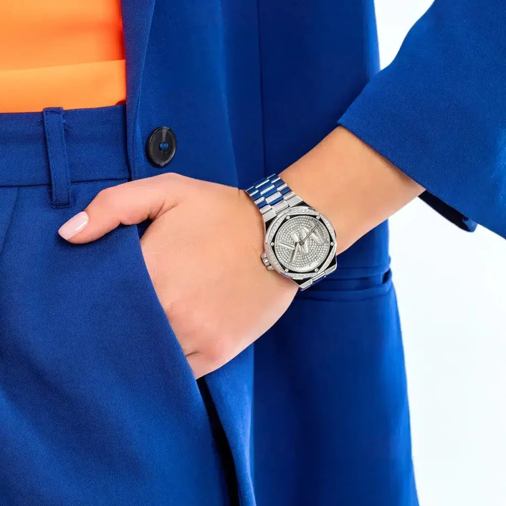 Michael Kors Montre Lennox argentée à logo et à pavé