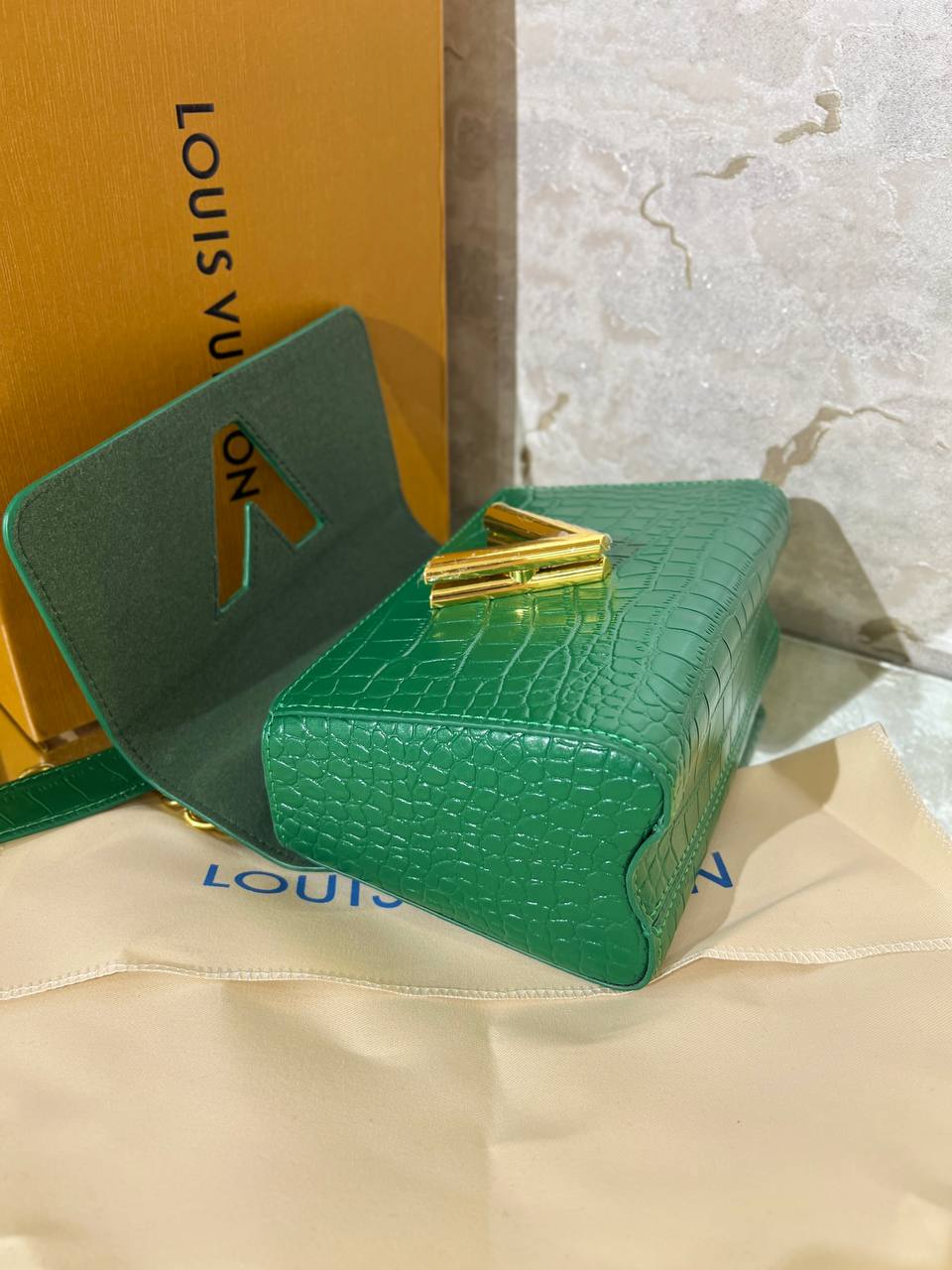 LV Green Crocodile Twist PM Bag