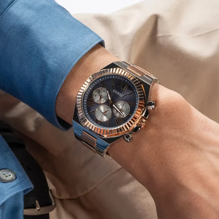 Guess Montre multifonctionnelle bicolore et marine