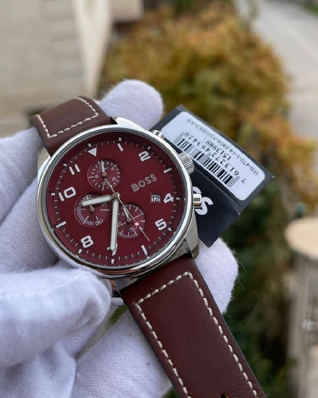 Bôss Montre Chronographe à Quartz pour Homme avec Bracelet en Cuir Marron - 1513988