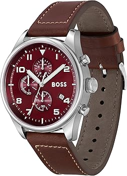 Bôss Montre Chronographe à Quartz pour Homme avec Bracelet en Cuir Marron - 1513988