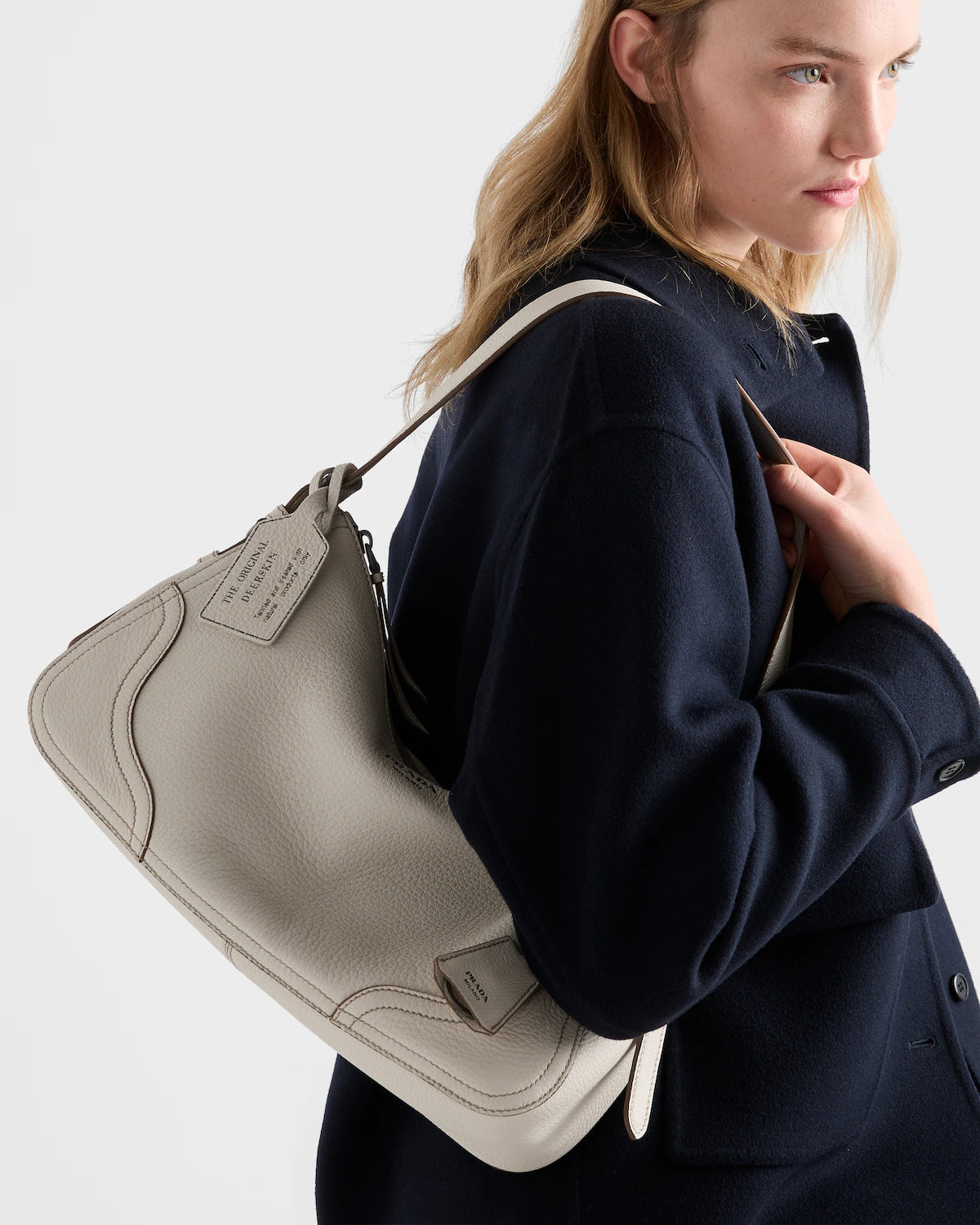 Grand sac porté épaule en cuir Prada Aimée