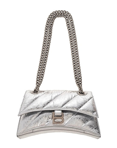 B@lenciaga Sac Crush avec chaîne en cuir argenté