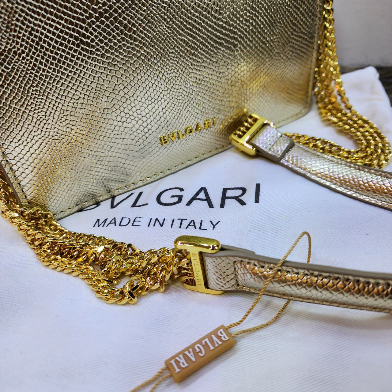 Bvlg@ri Sac bandoulière Serpenti exotique