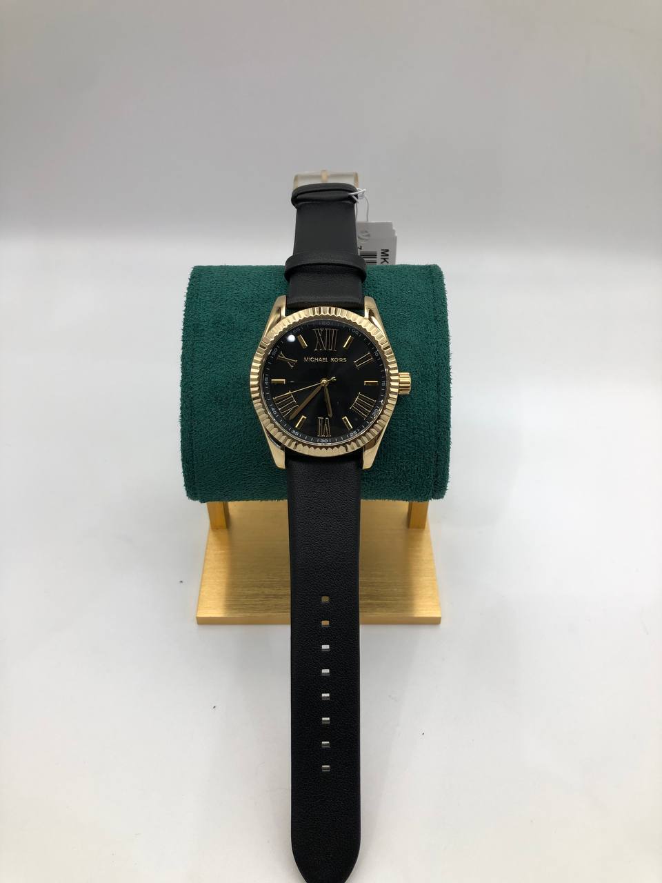 Montre à trois aiguilles en cuir noir Lexington Michael Kors
