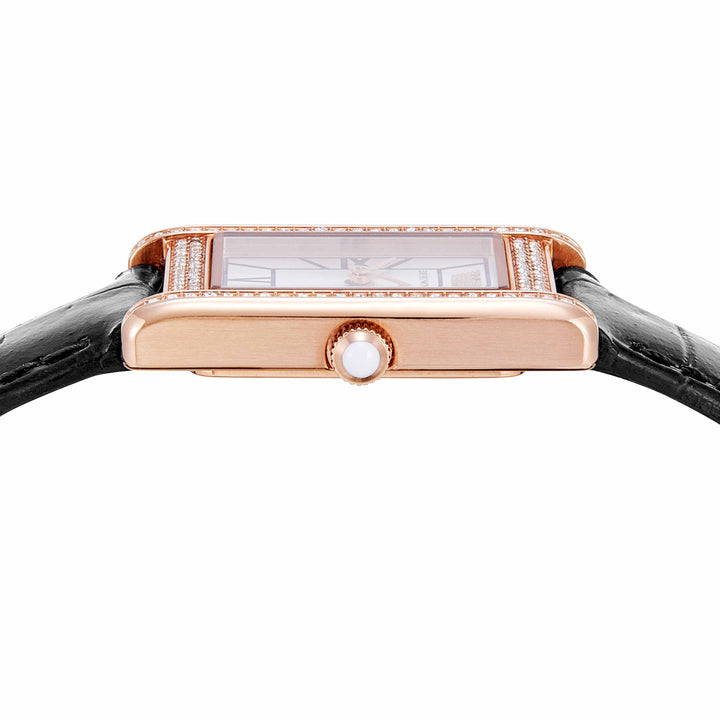 Emporio Armani Montre à deux aiguilles en cuir noir