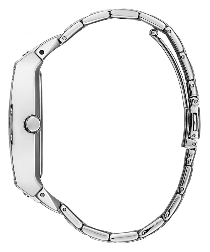Guess Montre pour femme en stainless garnie de pierres, cadran rectangulaire
GW0104L1